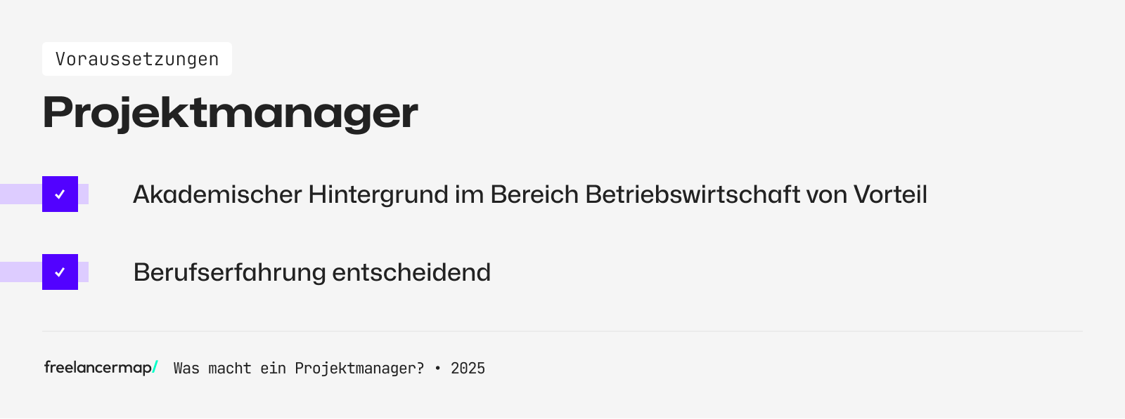 Voraussetzungen Projektmanager