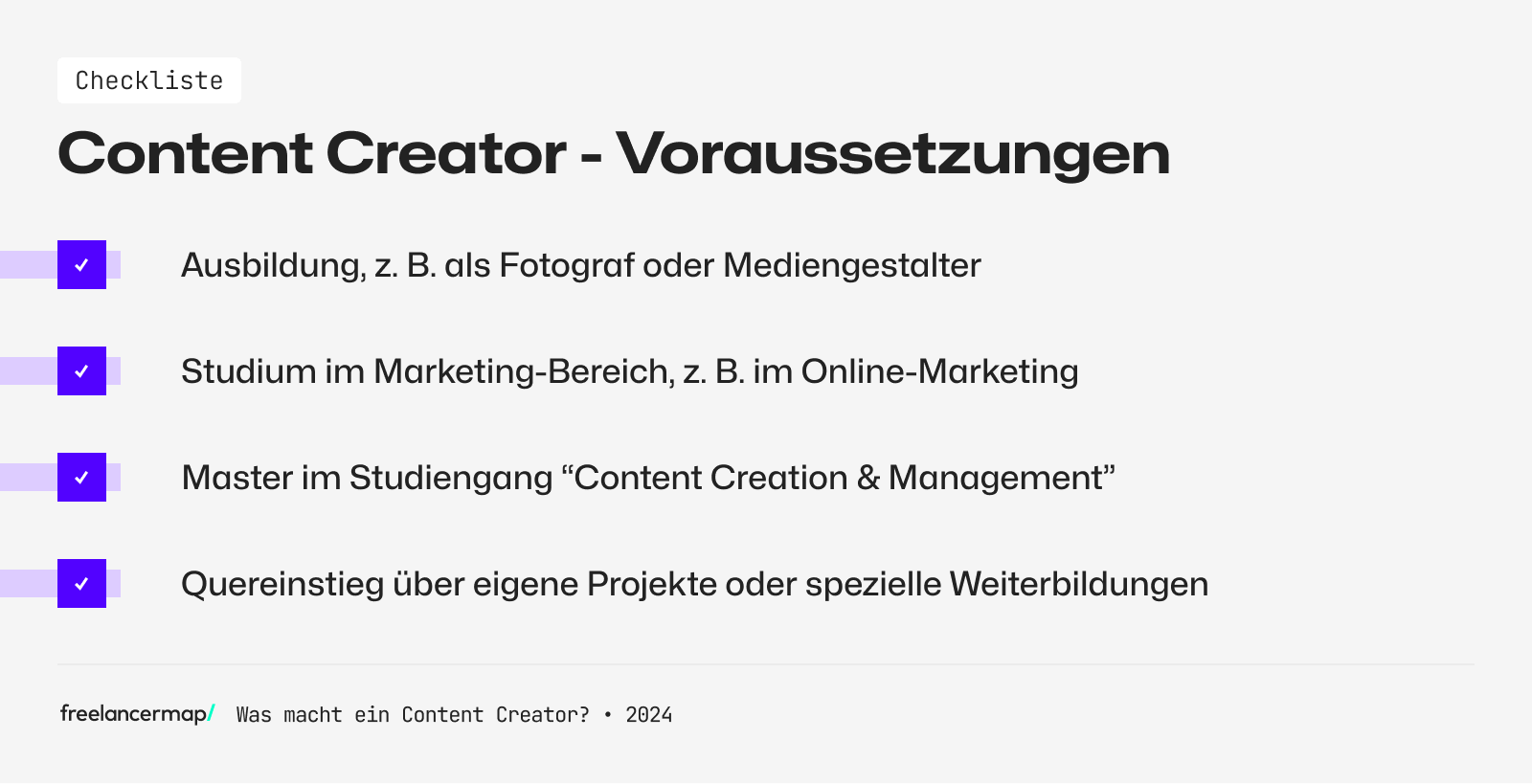 Voraussetzungen, die für den Content Creator gelten