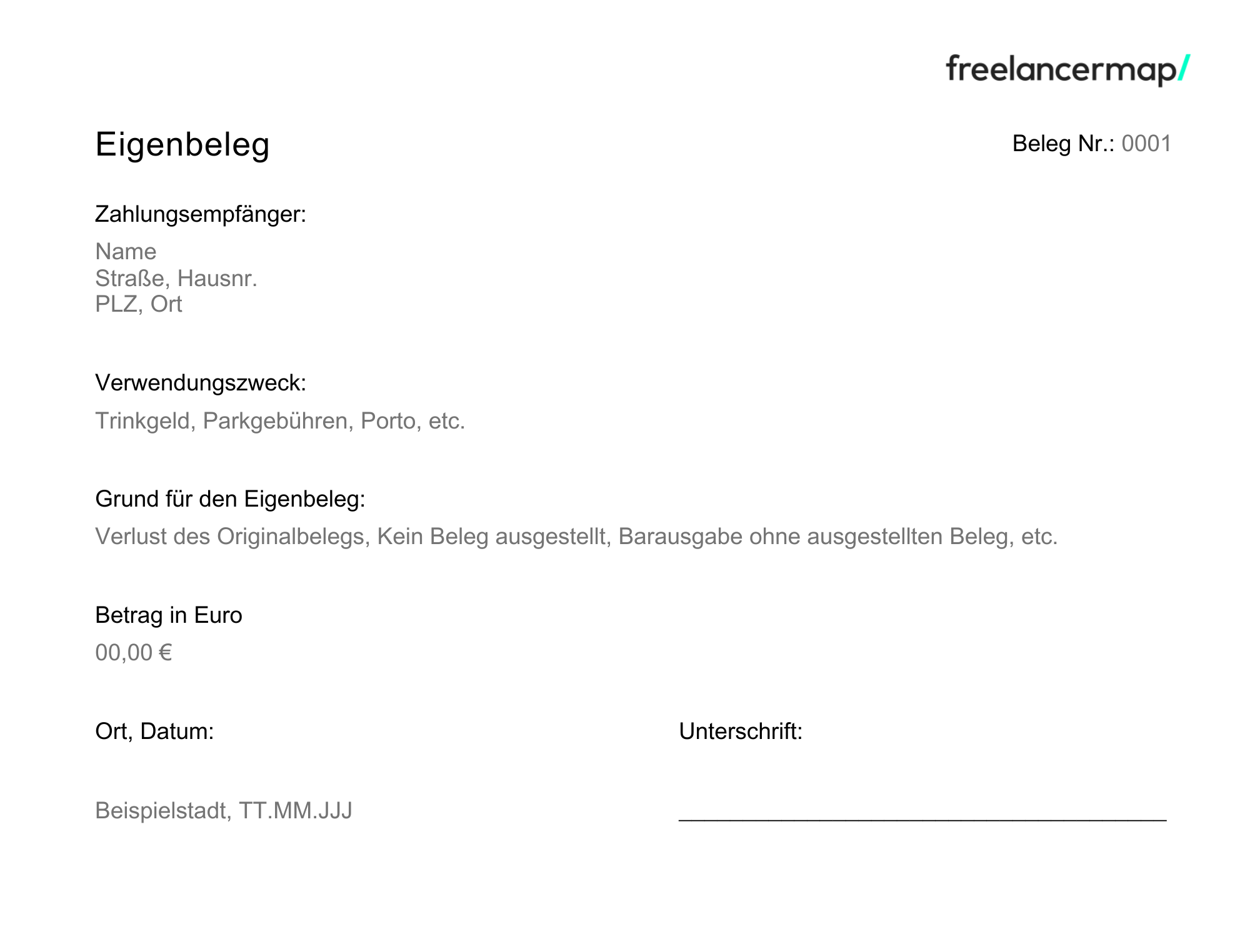 Beispiel eines Eigenbelegs