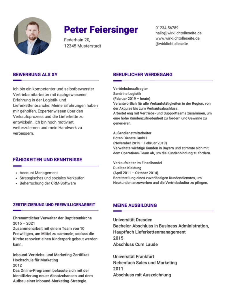 Tabellarischer Lebenslauf kostenlose Vorlage