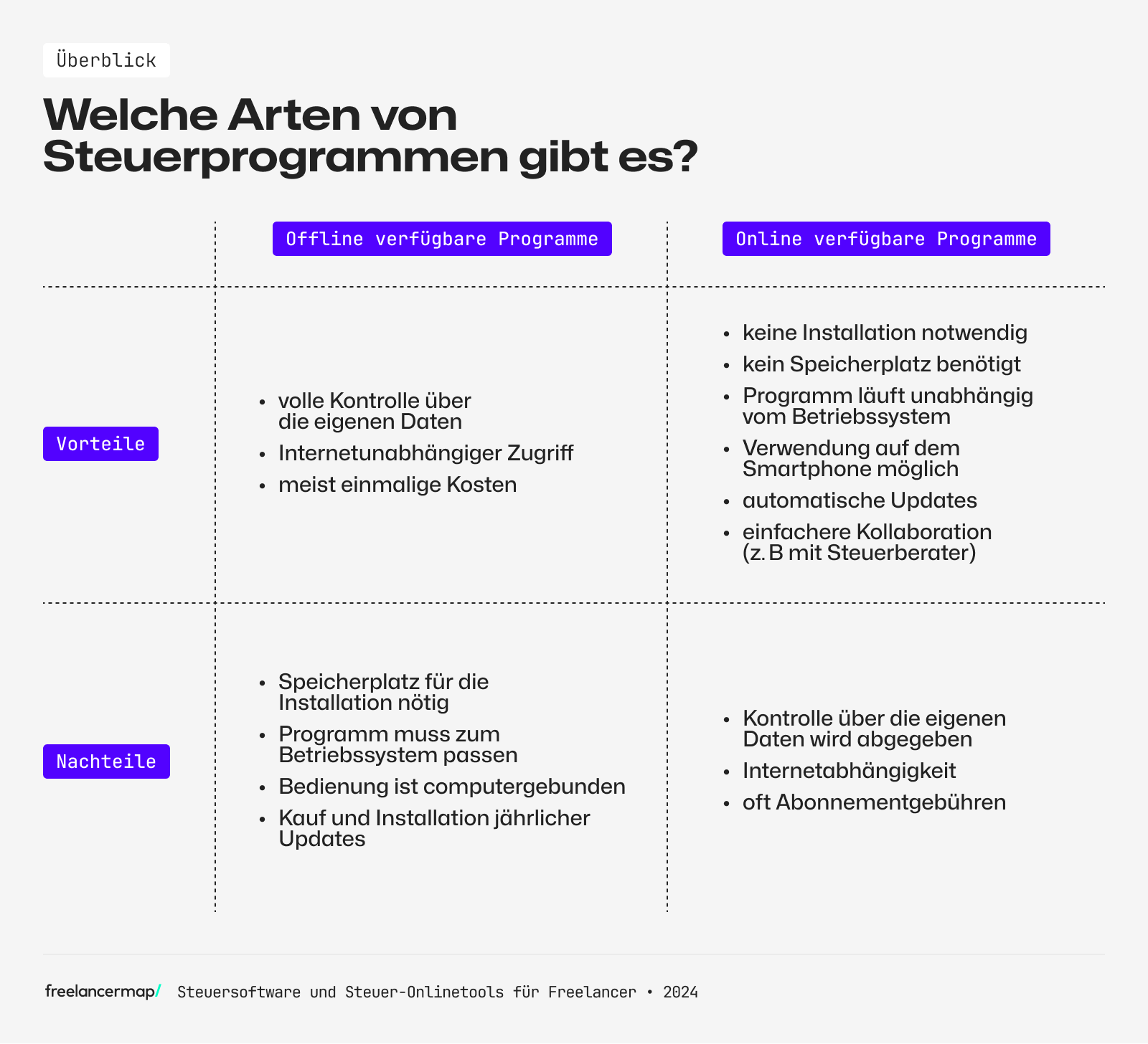 Welche Steuerprogramme gibt es? Welche Vor- bzw. Nachteile bieten sie?