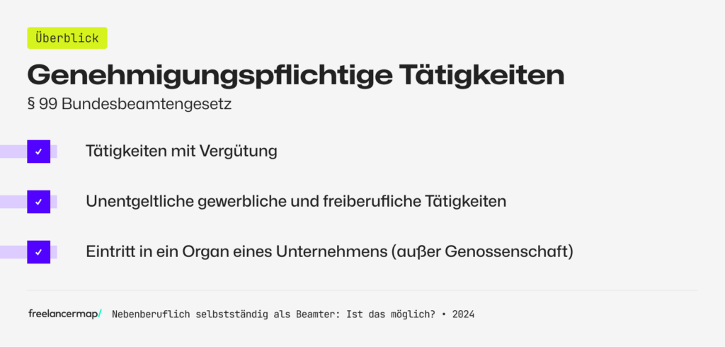 Genehmigungspflichtige Tätigkeiten nach Paragraf 99 Bundesbeamtengesetz