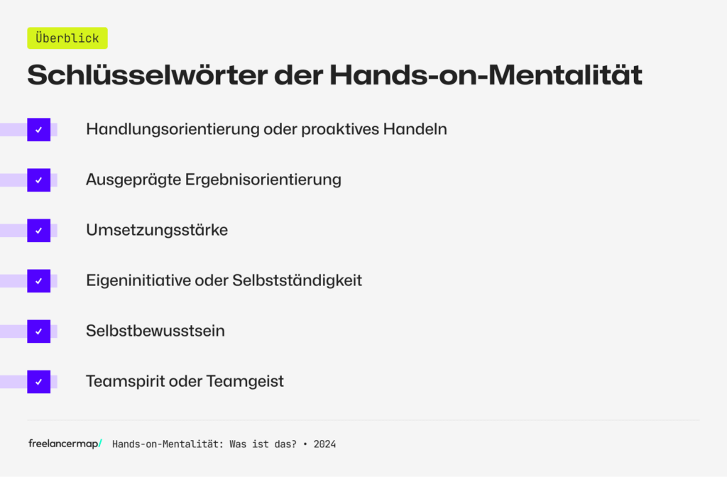 Schlüsselwörter und Synonyme für Hands-on-Mentalität