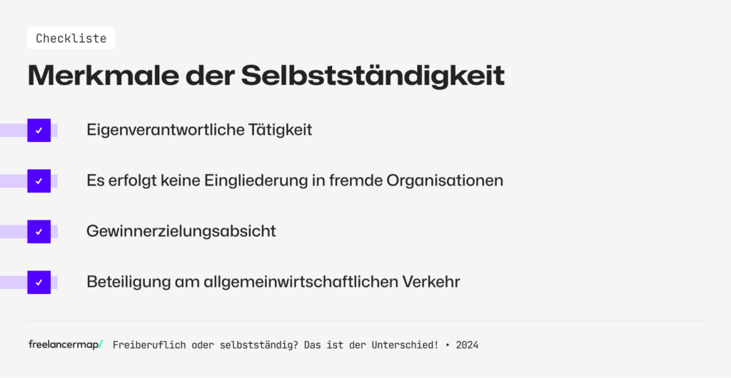 Unterschied freiberuflich oder selbstständig - Merkmale der Selbstständigkeit