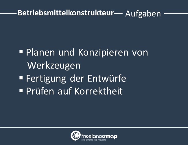 Aufgaben eines Betriebsmittelkonstrukteurs.