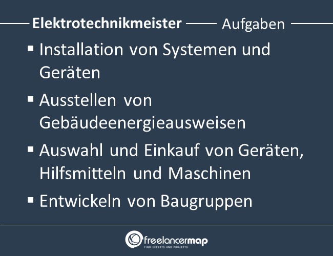 Aufgaben eines Elektrotechnikmeisters.